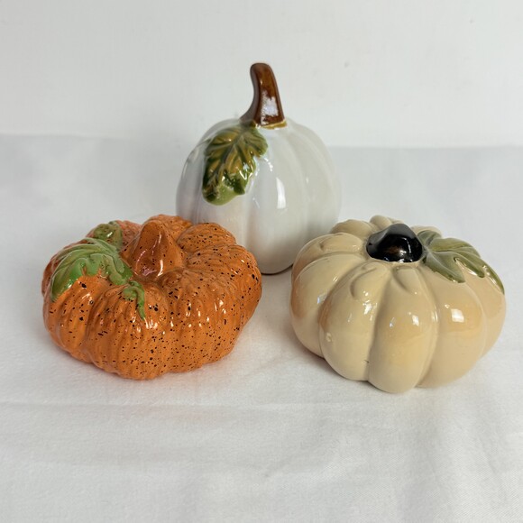 Threshold Other - Threshold Multicolored Ceramic Pumpkin Shaped Fall Tabletop Decorative Set of 3
